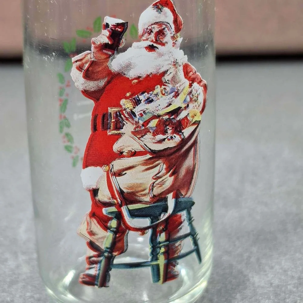 Coca-Cola Drinking Glass Clear Excellent Haddon Sundblom Santa 1948